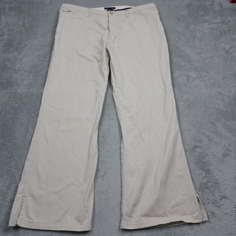 Vintage Abercrombie Fitch Pants Womens 14 Beige Wide Leg Y2K Pockets Preppy - Picture 1 of 10